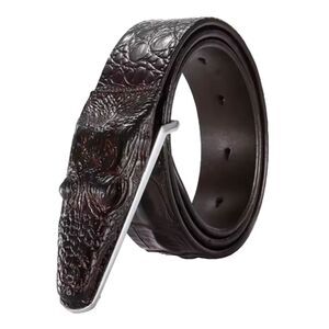 Snake Buckle Crocodile Pattern Men's Belt 37 to 41 in